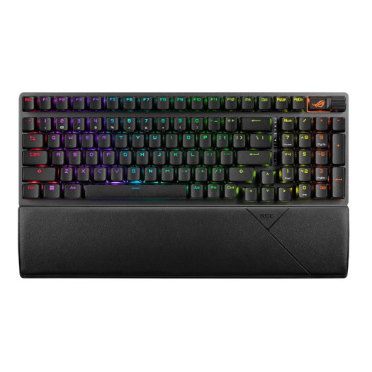 ASUS ROG Strix Scope II 96 Wireless Mechanical Gaming Keyboard – 96% Full-Size, Tri-Mode Connectivity, Hot Swappable Pre-lubed ROG NX Storm Clicky Switches, PBT Keycaps, RGB, PC/Mac Support - Black